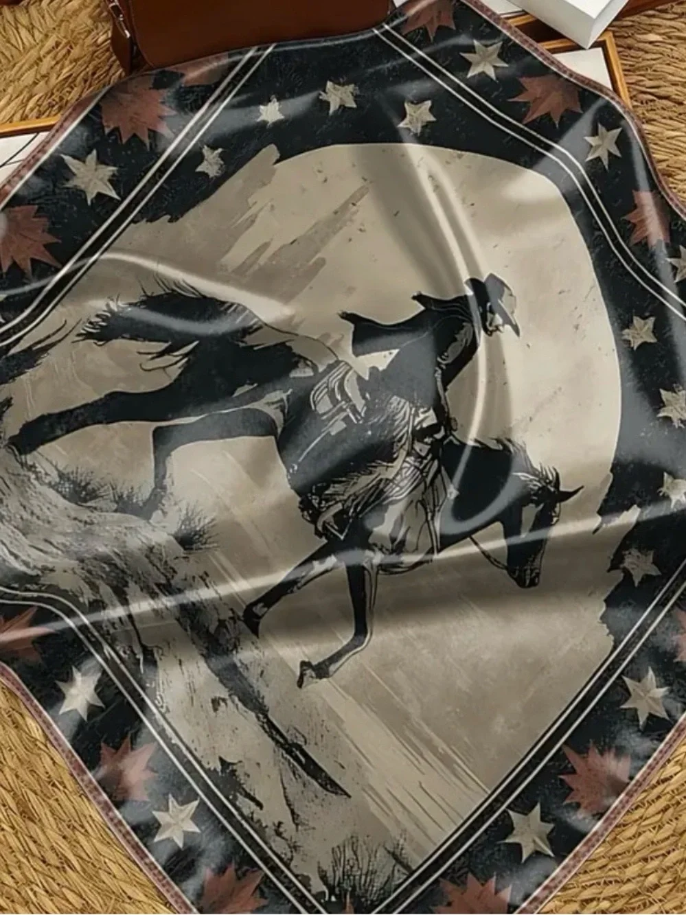 Western Cowboy Horse Bandana Scarf | Vintage Style Square | Southwestern Rider